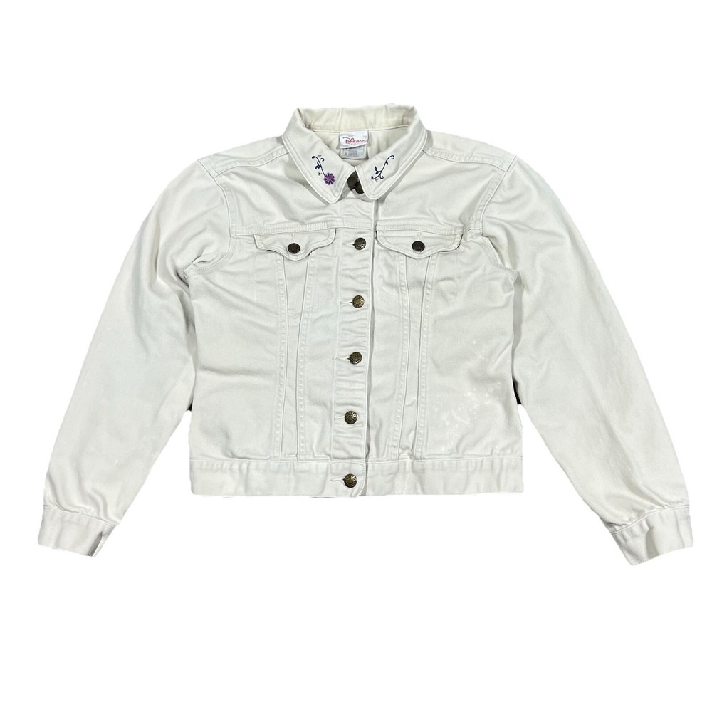 Vintage Disney Jacket Eeyore Women's‎ Denim Size Small Cream Floral Embroidery